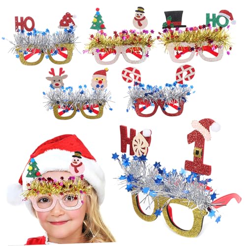 MUCKLILY 6 Paare Weihnachts-partybrillen mit Glitzereffekt Leichte Wiederverwendbare Brillen für Festliche Stimmung Vielseitig Einsetzbar für Weihnachten Bühne und Fotoshootings MUCKLILY 6 Paare Weihnachts-partybrillen mit Glitzereffekt Leichte Wiederverwendbare Brillen für Festliche Stimmung Vielseitig Einsetzbar für Weihnachten Bühne und Fotoshootings von MUCKLILY