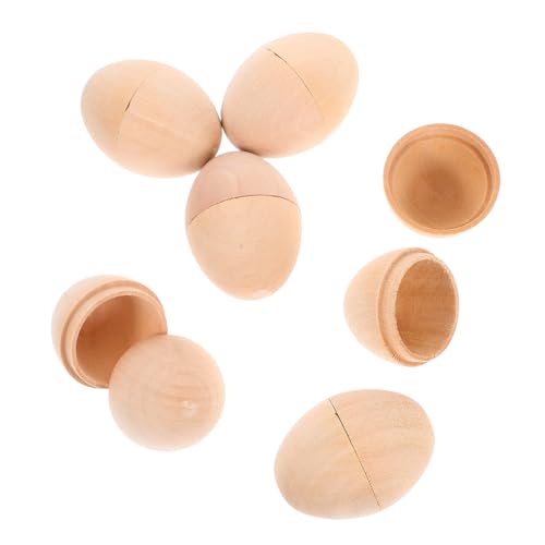 MUCKLILY 6 Stück Bemalte Eier Ostern Diy Handwerk Diy Bemalbare Eier Ostereier Aus Holz, Unvollendet Bemalen Sie Ihre Eigenen Eier Bastelei Aus Holz Für Ostern Unfertige Eier Beige Hölzern von MUCKLILY