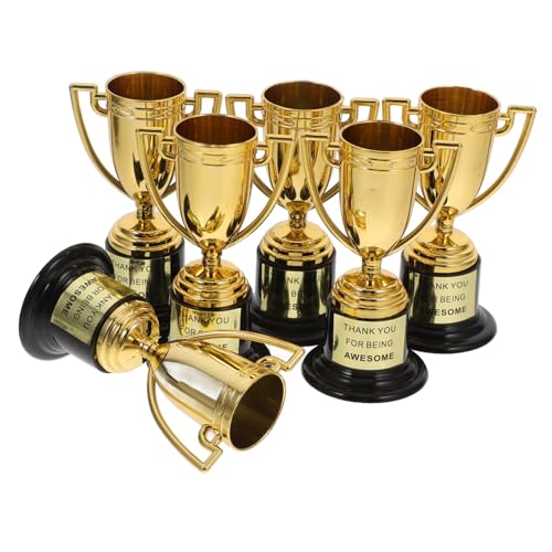 MUCKLILY 6 Stück Mini Trophäen aus Goldene Plastik Auszeichnungspokale für Partys Wettbewerbe und Kindergeburtstage Dekoration und Belohnungen für Erfolge von MUCKLILY