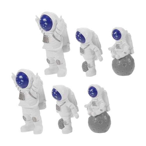 MUCKLILY 6 Stück Teiliges Astronaut Resin Figuren Detailreiche Weltraum Deko für Kindergeburtstag Vielseitige Mini Astronaut Tortendeko und Desktop Ornament Wiederverwendbar Lebhafte Farben von MUCKLILY