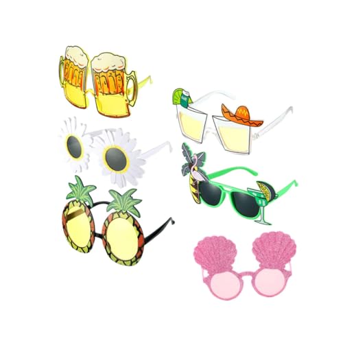 MUCKLILY 6St Hawaiianisches Spielzeug tropische sonnenbrille Hawaii-Sonnenbrille Sommerparty-Brille Cosplay Dekor Gläser Kostümzubehör Foto-Requisiten Strand schmücken Gänseblümchen Plastik von MUCKLILY