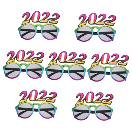 MUCKLILY 7 Stk 2022 Brille Weihnachtsstrumpffüller 2022 Nummernbrille Weihnachtsdekorationen Ornament Neujahrsvorräte Cosplay-Brille Weihnachten Requisiten Zubehör Brillengestelle Kind von MUCKLILY