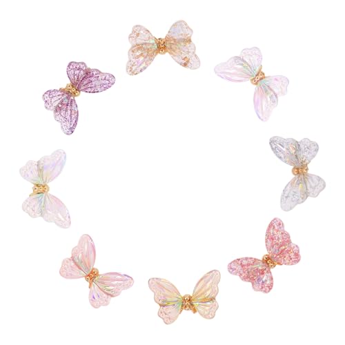 MUCKLILY 8 Stück Teiliges Schmetterling Nagelkunst Charms Bunte Glänzende Nageldekorationen für DIY Maniküre Nagelverzierung Modisch und Attraktiv für Nagelliebhaber von MUCKLILY
