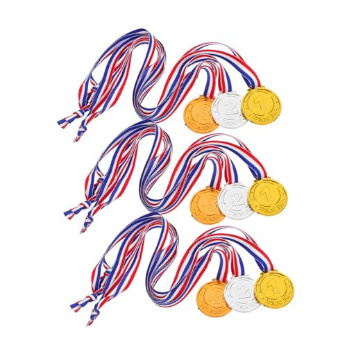 MUCKLILY 9pcs Kids Plastikmedaillen Mit Zahlen Sportfußballwettbewerbe Klassenzimmer Belohnungen Leichte Medaillenveranstaltungen Party Gefälligkeiten von MUCKLILY