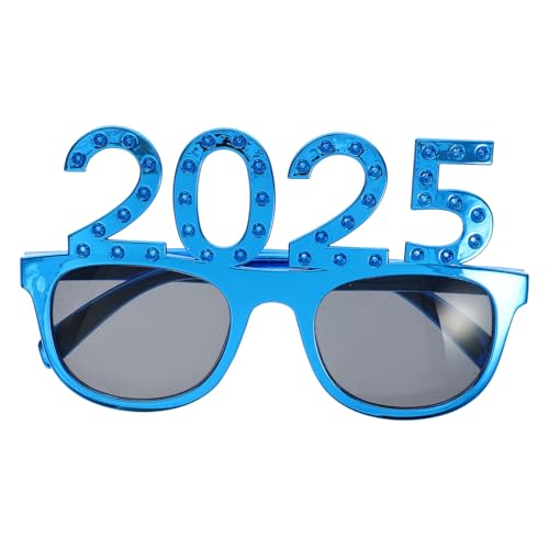 MUCKLILY Bohrer-plattierende Quadratgläser 2025 Brille Frohes Neues Jahr Brille Abschlussfeier Brille Geformt Led Trendy Foto-requisiten Für Das Neue Jahr 2025 Erwachsene Schuss Blau Stk von MUCKLILY