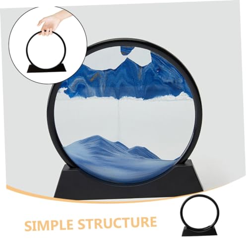 MUCKLILY DIY Sand Art Bildrahmen Landschaft Fließender Sand Dekorativer Kunststoff Sockel mit Lederband für Runden Glasrahmen Robust Platzsparend für Wohnzimmer und Büro von MUCKLILY