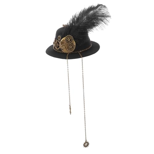 MUCKLILY Gear Hat Kopfbedeckung Viktorianische Kopfbedeckung Zylinder Haarspange Punk-kopfbedeckung Lustige Partyhüte Blumen-haarspange-brosche Steampunk-kostüm Bowler-mütze Kleidung Hut von MUCKLILY