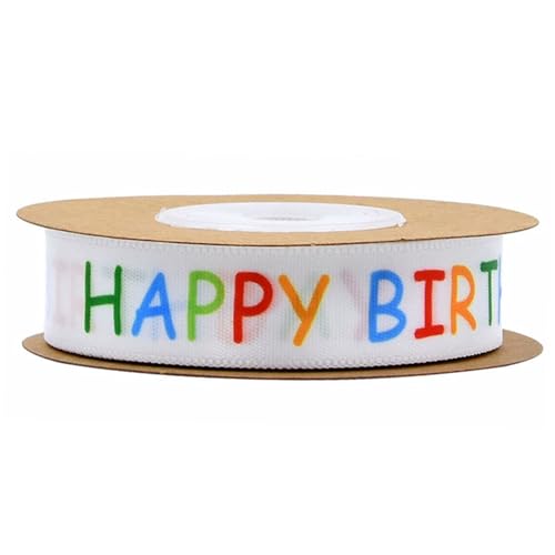MUCKLILY Geburtstags-satinband Farbig Bedrucktes Dekoband mit Happy Birthday Aufdruck Langlebiges Geschenkband für Partydekoration Geschenkverpackung und Diy-bastelprojekte MUCKLILY Geburtstags-satinband Farbig Bedrucktes Dekoband mit Happy Birthday Aufdruck Langlebiges Geschenkband für Partydekoration Geschenkverpackung und Diy-bastelprojekte von MUCKLILY