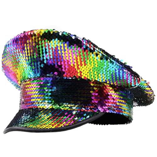 MUCKLILY Glänzender Pailletten-disco-hut Damen Verstellbar für Karneval Junggesellinnenabschied Vielseitige Kopfbedeckung mit Hochwertiger Polyester Kunststoffstruktur von MUCKLILY