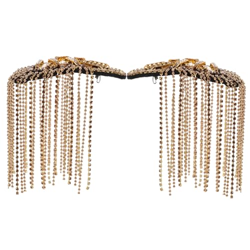 MUCKLILY Goldene Epauletten mit Quaste und Strasssteinen Leichtes Schulterbrett für Kostüm und Anzug Modische Schulterklappen mit Fransen Einfach zu Tragen Langlebiges Design MUCKLILY Goldene Epauletten mit Quaste und Strasssteinen Leichtes Schulterbrett für Kostüm und Anzug Modische Schulterklappen mit Fransen Einfach zu Tragen Langlebiges Design von MUCKLILY