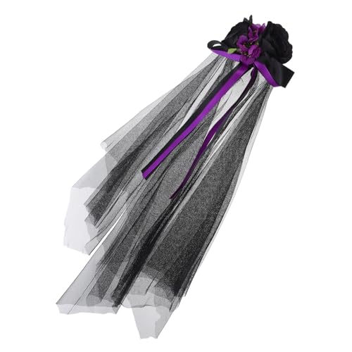MUCKLILY Halloween Blumenschleier Stirnband mit Rosenkrone Leichter Blüten-haarschmuck für Day Of The Dead Kostüm Komfortables Gothic Accessoire für Frauen für Cosplay und Party von MUCKLILY