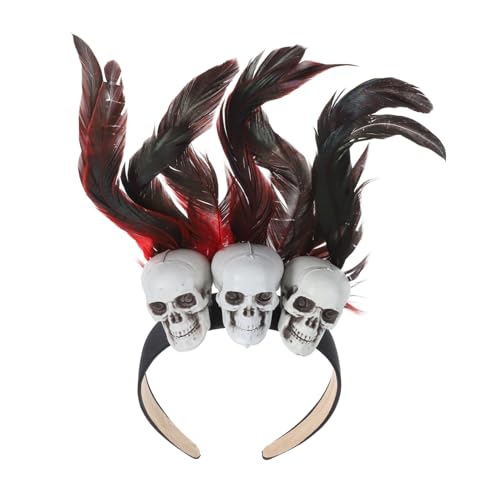 MUCKLILY Halloween Kopfschmuck Skull Haarreif mit Künstlichen Roten und Schwarzen Federn Leichter Bequemer Cosplay Headband für Party Bühne Kostüm und Mottoparty MUCKLILY Halloween Kopfschmuck Skull Haarreif mit Künstlichen Roten und Schwarzen Federn Leichter Bequemer Cosplay Headband für Party Bühne Kostüm und Mottoparty von MUCKLILY