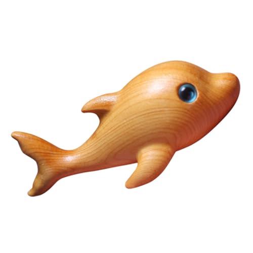 MUCKLILY Holz Delfin Figur Skulptur Holzschnitzerei Dekoration Leichte Handgefertigte Holzfigur Wohnkultur für Büro Zuhause Geschenk von MUCKLILY
