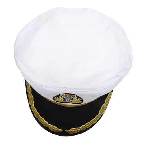 MUCKLILY Kapitänsmütze aus Baumwolle mit Feiner Stickerei Weiße Matrosen Kappe für Kostüm Party und Bühnenauftritt Bequeme Passform Dekorativer Marinehut für Mädchen Cosplay MUCKLILY Kapitänsmütze aus Baumwolle mit Feiner Stickerei Weiße Matrosen Kappe für Kostüm Party und Bühnenauftritt Bequeme Passform Dekorativer Marinehut für Mädchen Cosplay von MUCKLILY