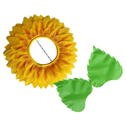 MUCKLILY Lustige Sonnenblumen-kopfbedeckung mit Handschuhen Unisex Blumenkostüm für Karneval Tanz Aufführung Verstellbare Haube Farbige Gummibänder Party-accessoires von MUCKLILY