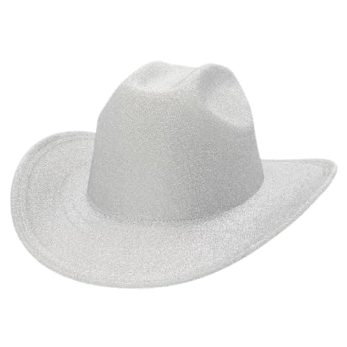 MUCKLILY Cowboy-Outfits für Bling Sonnenhut Ornament Kleider strapazierfähiger Hut Cosplay-Hut Punk Partyhut gefühlt Make-up-Kostüm-Requisiten Damen schmücken Tuch Weiß von MUCKLILY