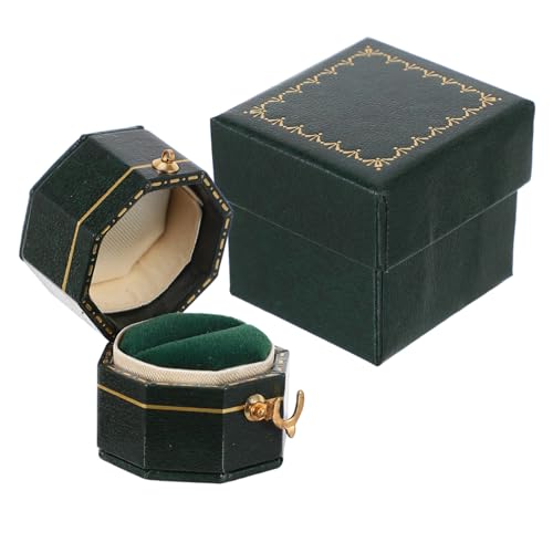 MUCKLILY Retro Schmuckschatulle Octagonal Ringbox Kleine Tragbare Ringschatulle als Geschenkbox für Hochzeit Verlobung Jahrestag Stilvolle Aufbewahrung für Eheringe und Schmuck von MUCKLILY