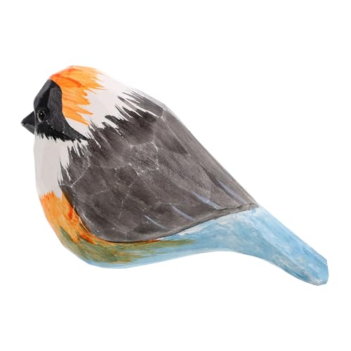 MUCKLILY Wunderschöne Holzschnitzerei Vogelornamente - Rotkopffigur Holztierfigur Schreibtischdekoration Handgemachtes Handwerk von MUCKLILY