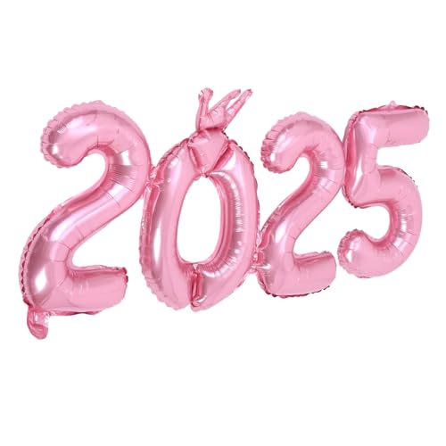 MUCKLILY Zahlenballon Frohes Neues Jahr Dekorationen Silvester Partyzubehör 2025 Neujahrsdekorationen Neujahrsdekorationen Ballon Frohes Neues Jahr 2025 Partyballons Aluminiumfolie Rosa von MUCKLILY