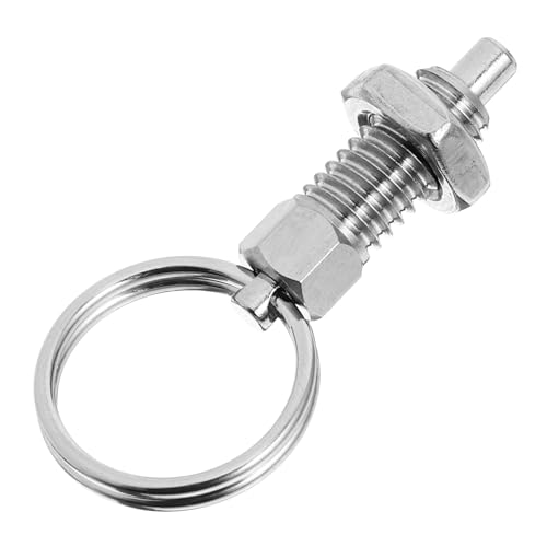 MUCKLILY federbelasteter Türriegel Ringgriff-Sicherungsstift Anhängertürverriegelung Kolbenverschluss Anhänger Tor Federverriegelungsbaugruppe Rostfreier Stahl Silver von MUCKLILY