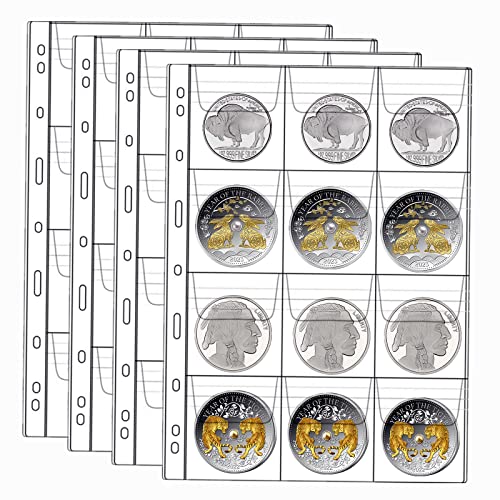 12 Pocket Münzseiten für Sammler, Standard 9-Loch-Münzensammelseiten, 10 Blatt Münzhülsen, Münzsammelbedarf (12 Taschen -10 Blatt) von MUDOR