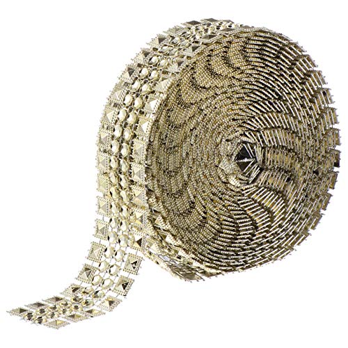 MUELODSIC 1 Rolle Dekoratives Strassband mit Turmform Yards Selbstklebendes Rhinestone Ribbon für DIY Kunsthandwerk Hochzeit und Partydekoration Breit Gold von MUELODSIC