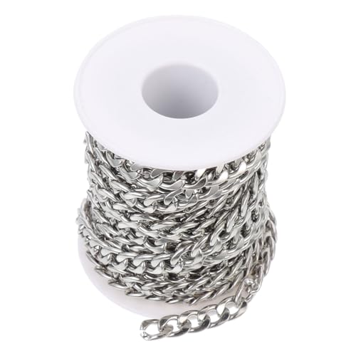 MUELODSIC 1 Rolle Kette Silberkette Halskette Ketten Stahlkette Gedreht Grob Nummer Für Vergoldet Die Kette Edelstahlkette Schmuck Dekoration Kette Flache Kette Metallkette Edelstahl von MUELODSIC