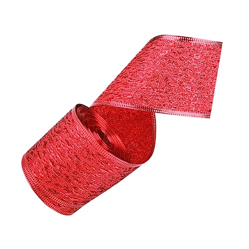 MUELODSIC 1 Rolle Weihnachtliches Dekorationsband Rotes Breites Polyesterband mit Goldener für Geschenkverpackungen Bastelprojekte und Festliche Anlässe von MUELODSIC