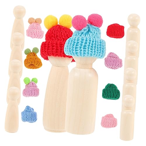 MUELODSIC 1 Satz DIY Holzfiguren Unbemalte Peg Dolls Holz mit Bastelset für Weihnachten und Malen Sicheres Material Zufällige Farbe Zufällige Farbe von MUELODSIC