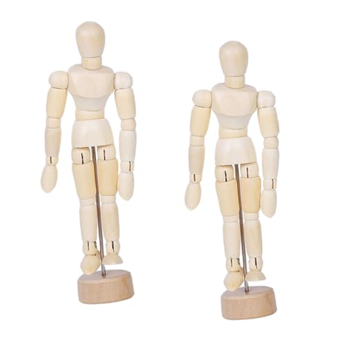 MUELODSIC 1 Satz Holzpuppen Teilig Bewegliche Gelenke Fach Verstellbare Holzfiguren Kreative Dekoration Für Tisch Büro Studio Langlebige Handpolierte Gliederpuppen Als Und 2 Stück von MUELODSIC