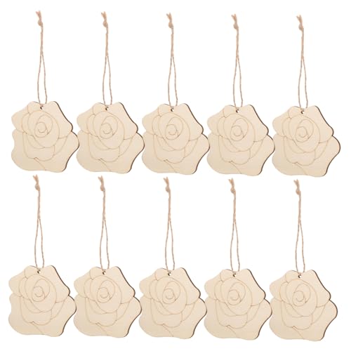 MUELODSIC 1 Satz Teiliges Holzblumen Anhänger zum Bemalen für DIY Bastelprojekte Holzblumen für Unbemalte Hochwertigem Material für Graffiti und Gestaltung von MUELODSIC