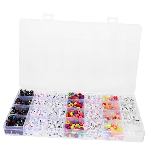 MUELODSIC 1 Schachtel Acryl Buchstabenperlen für DIY Armband Schmuckherstellung Bunte Glatte Alphabet Perlen Vielseitig Einsetzbar für Halsketten Armbänder Anhänger Handliche Bastelperlen von MUELODSIC