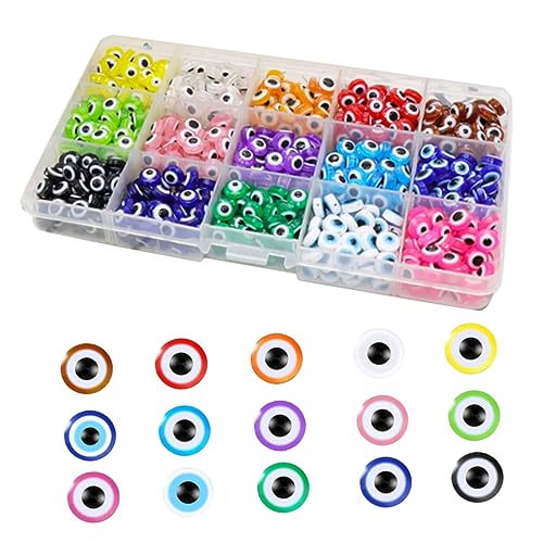 MUELODSIC 1 Schachtel DIY Schmuckset mit Fächern Resin Perlen Evil Eye Design Handgefertigte Bastelperlen für Armbänder Ketten Anhänger Kreative DIY Zubehörbox für Schmuckherstellung MUELODSIC 1 Schachtel DIY Schmuckset mit Fächern Resin Perlen Evil Eye Design Handgefertigte Bastelperlen für Armbänder Ketten Anhänger Kreative DIY Zubehörbox für Schmuckherstellung von MUELODSIC