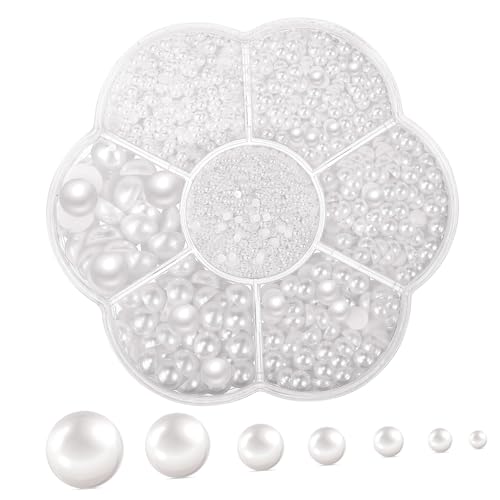 MUELODSIC 1 Schachtel Flache Rückseiten perlen Abs Halbperlen Weiß Bastelperlen für Schmuckherstellung DIY Handyhüllen Taschen Kleidung Dekoration MUELODSIC 1 Schachtel Flache Rückseiten perlen Abs Halbperlen Weiß Bastelperlen für Schmuckherstellung DIY Handyhüllen Taschen Kleidung Dekoration von MUELODSIC