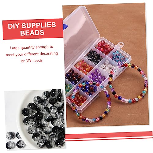 MUELODSIC 1 Schachtel Glasperlen Crackle Rund Lose Spacer Perlen für Schmuckherstellung DIY Basteln Fächer Box Zubehör für Armbänder Halsketten Garland MUELODSIC 1 Schachtel Glasperlen Crackle Rund Lose Spacer Perlen für Schmuckherstellung DIY Basteln Fächer Box Zubehör für Armbänder Halsketten Garland von MUELODSIC