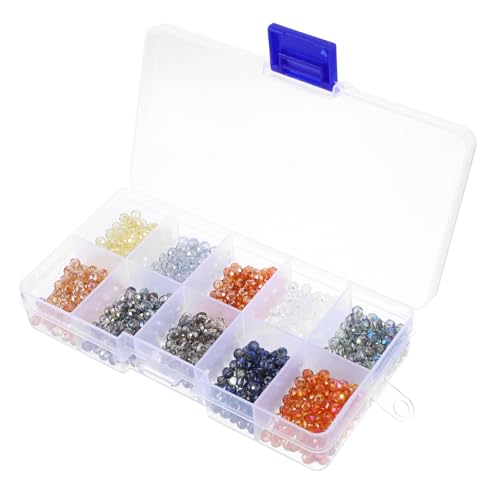 MUELODSIC 1 Schachtel Glasperlen Flach Box Kristallgelb DIY Schmuckperlen Spacer Perlen Bastelzubehör für Armbänder und Kreative Handarbeiten von MUELODSIC