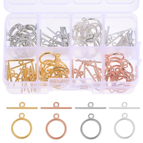 MUELODSIC 1 Schachtel Legierte Ot Verschlüsse Schmuckverbinder Rund T Bar Ring Toggle Clasps für DIY Schmuckherstellung und Reparatur Stilvolle Einfache Bedienung Langlebig Verblassend MUELODSIC 1 Schachtel Legierte Ot Verschlüsse Schmuckverbinder Rund T Bar Ring Toggle Clasps für DIY Schmuckherstellung und Reparatur Stilvolle Einfache Bedienung Langlebig Verblassend von MUELODSIC