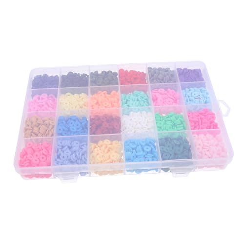 MUELODSIC 1 Schachtel Polymer Clay Perlen Flach Bunte DIY Schmuck Zubehör Spacer Beads für Armbänder Halsketten Farben Bastelperlen Kreativ Gestalten von MUELODSIC