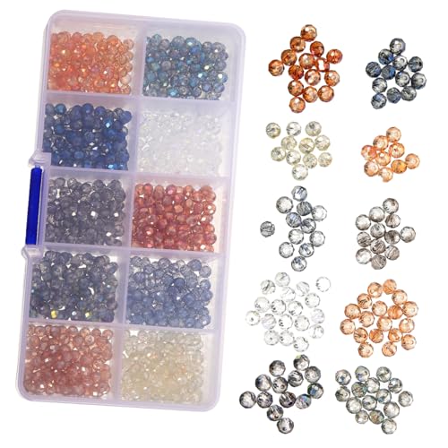 MUELODSIC 1 Schachtel Runde Facettierte Glasperlen DIY Schmuckherstellung Armbänder Halsketten Zubehör Vielseitig für Basteln und Haarflechten von MUELODSIC