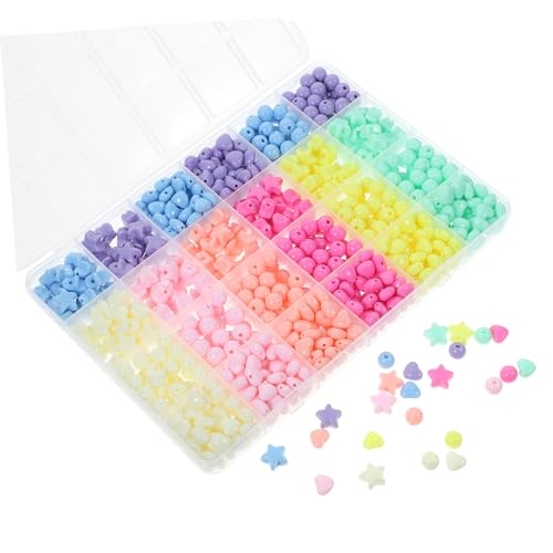 MUELODSIC 1 Schachtel Teiliges Acryl Schmuckperlen zum Basteln Leichte Dekorative Lose Kleine Perlen für Armbänder Halsketten DIY Vielseitige Bunte Bastelperlen für Schmuckherstellung von MUELODSIC