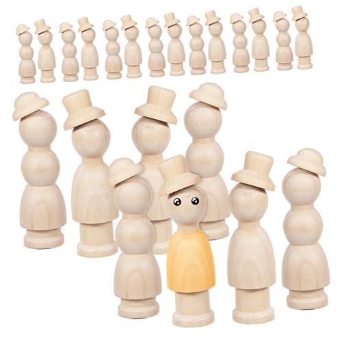 MUELODSIC 1 Set Graffiti Holzfigur Puppen Figuren Realistische Peg People Made Große Körper Mädchen Für Kleinkinder Familie Unbemalte Holz Pegs Malen Basteln Holzhandwerk Beige von MUELODSIC