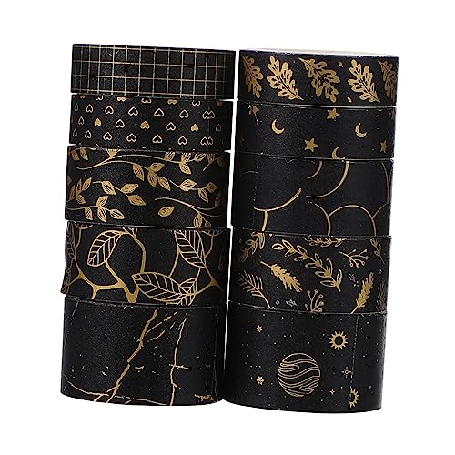 MUELODSIC 10 Rollen DIY Bastelpapier Klebeband mit Goldfolie pro Rolle Dekoratives Washi Tape für Scrapbooking Journaling Geschenkverpackung und Kreative Handarbeiten von MUELODSIC