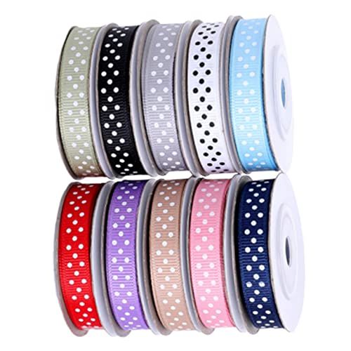 MUELODSIC 10 Rollen Gepunktetes Ripsband in Mischfarben Yards pro Strapazierfähiges Geschenkband für DIY Schleifen Hochzeits Partydekoration Bastelzubehör MUELODSIC 10 Rollen Gepunktetes Ripsband in Mischfarben Yards pro Strapazierfähiges Geschenkband für DIY Schleifen Hochzeits Partydekoration Bastelzubehör von MUELODSIC