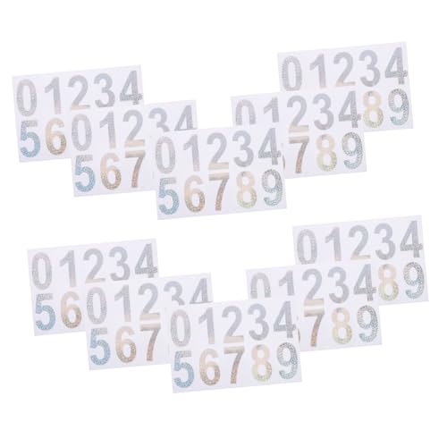 MUELODSIC 10 Sets Garagennummernschild Briefkastenaufkleber Briefkastennummernaufkleber Reflektierende Briefkastennummernaufkleber Reflektierende Adressnummern Klebenummern Für Mülltonnen von MUELODSIC