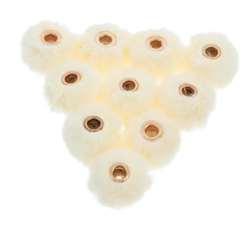 MUELODSIC 10 Stück Fellknäuel-anhänger Pompons Für Accessoires Pompom-schmuckzubehör Pompons Zum Häkeln Pompom-perlenanhänger Flauschige Kunstfellperlen Künstliches Kaninchenfell Beige von MUELODSIC