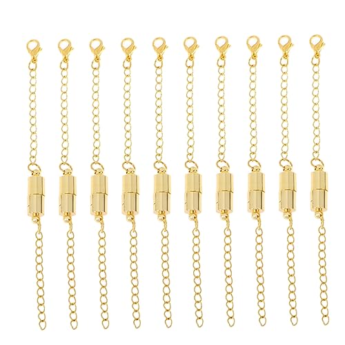 MUELODSIC 10 Stück Magnetische Kettenverlängerungen für Schmuck Einfache Handhabung für Armbänder und Fußkettchen Goldfarbe MUELODSIC 10 Stück Magnetische Kettenverlängerungen für Schmuck Einfache Handhabung für Armbänder und Fußkettchen Goldfarbe von MUELODSIC