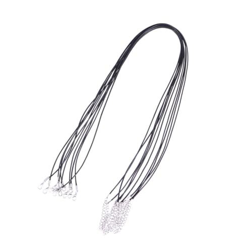 MUELODSIC 10 Stück Schwarze Gewachste Lederband Kette mit Karabinerverschluss Verstellbar Schmuckband für DIY Halsketten Anhänger Armbänder von MUELODSIC