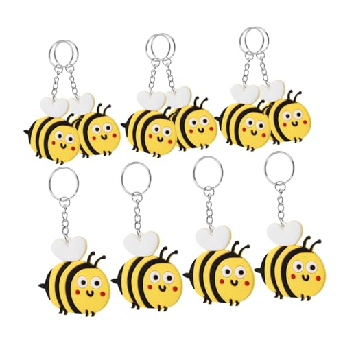 MUELODSIC 10 Stück Teiliges Bienen Schlüsselanhänger aus Langlebigem Silikon und Metall Niedliches Cartoon Design Vielseitig als Taschen und Schlüsseldekor Leicht und Kompakt Perfektes von MUELODSIC