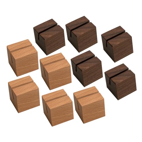 MUELODSIC 10 Stück Teiliges Holz Kartenhalter Naturbelassene Kartenständer aus und Walnussholz Schräger Schlitz als Business Card Organizer und Bildhalter für Schreibtischdekoration von MUELODSIC