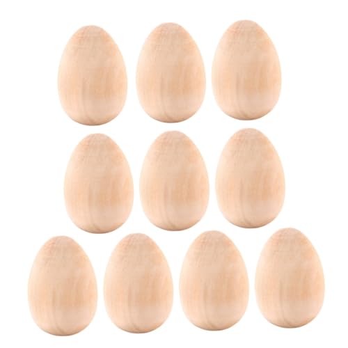MUELODSIC 10 Stück Teiliges Holz eier zum Basteln Natürliche Simulation Bemalbare Holzeier für Kinderhandwerk Partydekoration Fördert Feinmotorik für Osterdeko und Kreative Geschenkideen von MUELODSIC